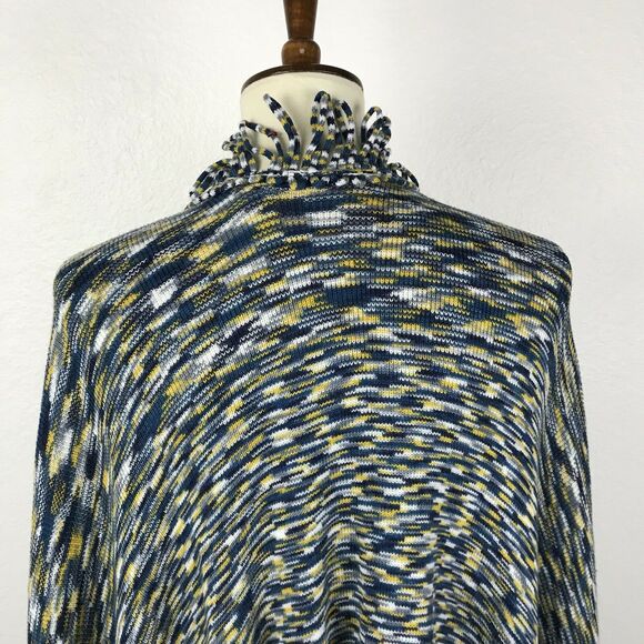 Anthropologie Moth Stripe Fringe Poncho Cardigan Sweater - Picture 6 of 7